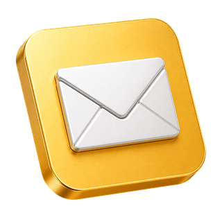 Icono 3D decorativo de un sobre de correo en la página de contacto
